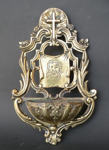 Antica acquasantiera ottone - acquasantiera,